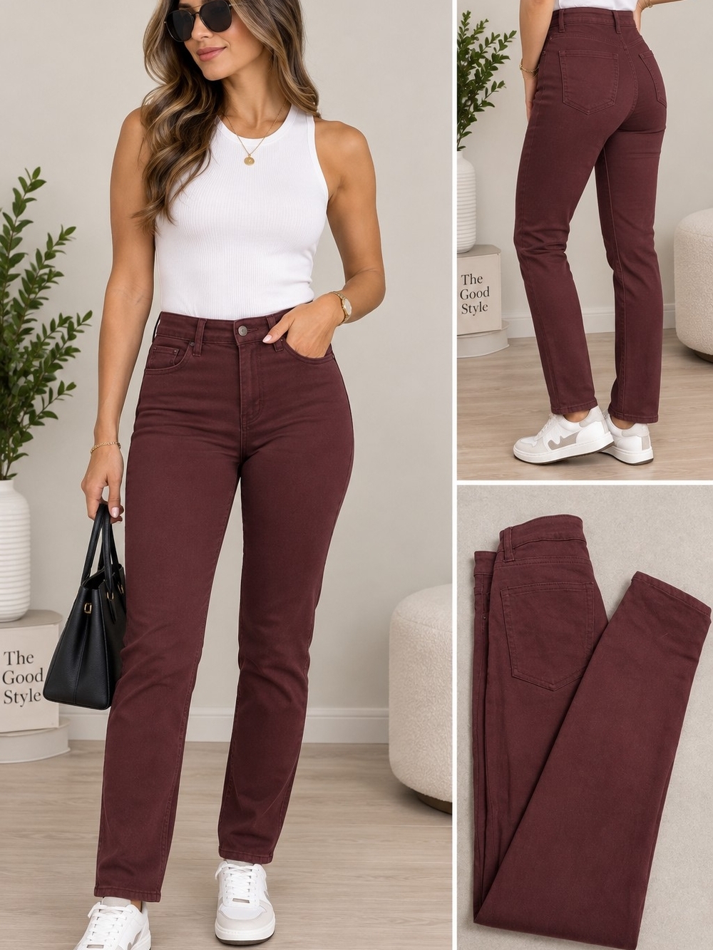 H&M Women’s Skinny Jeans in Burgundy